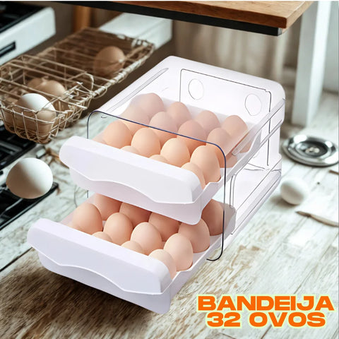 Organizador de ovos com 2 gavetas deslizantes - Armazenamento prático e inteligente