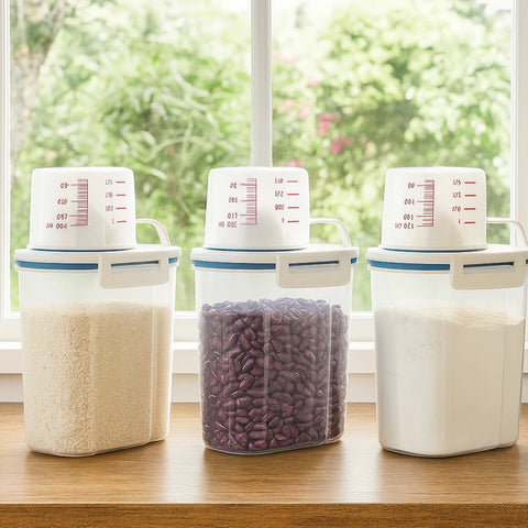 2 ou 3 un Pote Hermético 2L Com Copo Medidor Plástico para Produtos de Limpeza ou Mantimentos