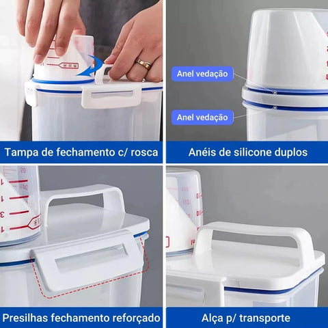 2 ou 3 un Pote Hermético 2L Com Copo Medidor Plástico para Produtos de Limpeza ou Mantimentos