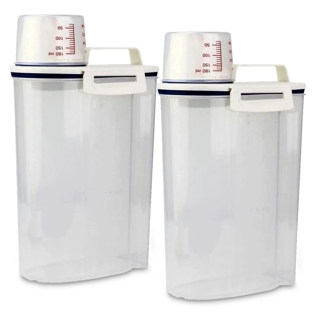 2 ou 3 un Pote Hermético 2L Com Copo Medidor Plástico para Produtos de Limpeza ou Mantimentos