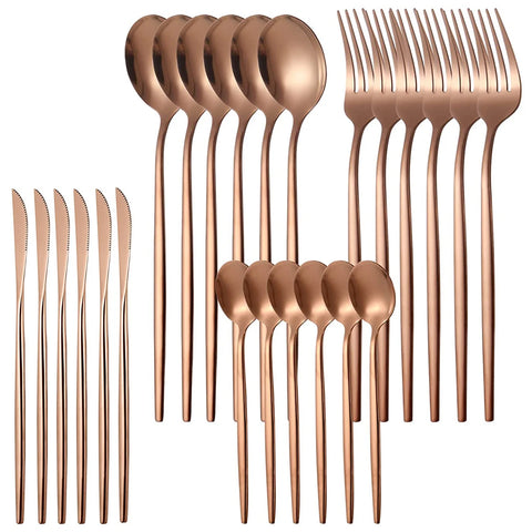 Jogo de Talheres de Aço Inoxidável 24 Peças