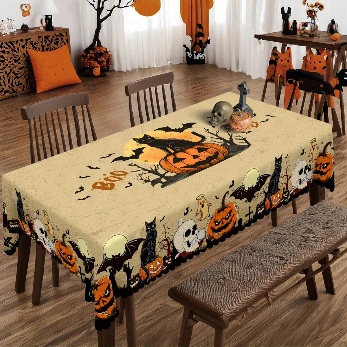 Toalha de Mesa Temática de Halloween – Poliéster Retangular