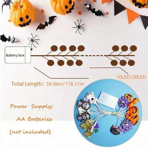 Cordão de Luzes LED Decorativas de Halloween – 1,5m/3m