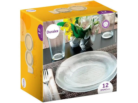 Aparelho de Jantar Duralex Diamond 12 Peças em Vidro Temperado