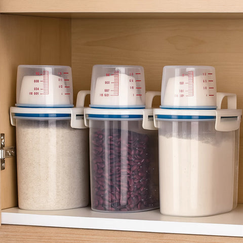 2 ou 3 un Pote Hermético 2L Com Copo Medidor Plástico para Produtos de Limpeza ou Mantimentos